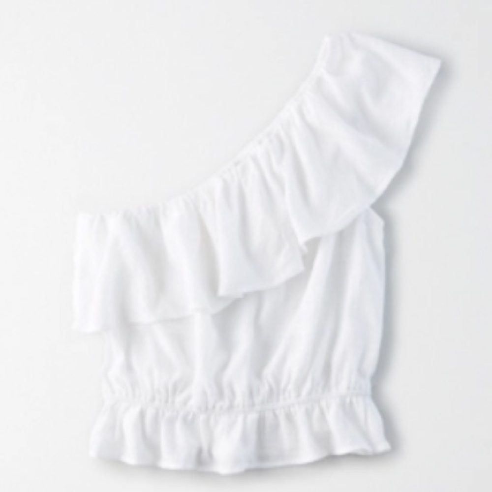 AE Ruffled One Shoulder Bubble atop